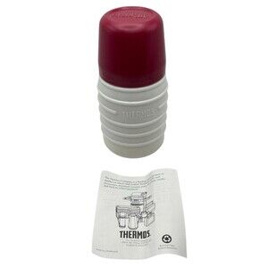 Vintage Thermos Lunch Box Size 6 1/2" Insulated Bottle Red Cap Model 3600 USA